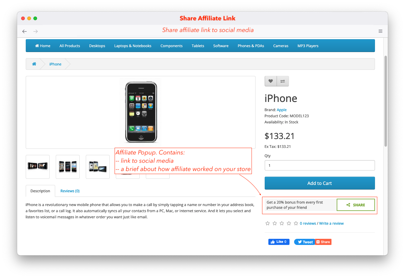 share affiliate URL when customer not logged opencart